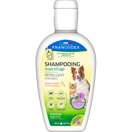 Francodex Repellent Shampoo Fruit Fragrance - шампунь для собак и кошек противопаразитарный с ароматом цветка монои