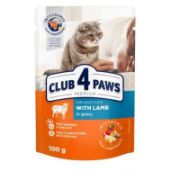 Клуб 4 лапи - консервований корм для котів, з ягням, шматочки в соусі