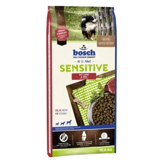 Bosch Sensitive Lamb & Rice (Бош Сенсітів) - дорослі собаки з чутливим травленням, з ягням
