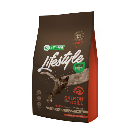Nature's Protection Lifestyle Grain Free Salmon with Krill Sterilised Adult - дорослі стерилізовані коти, з лососем
