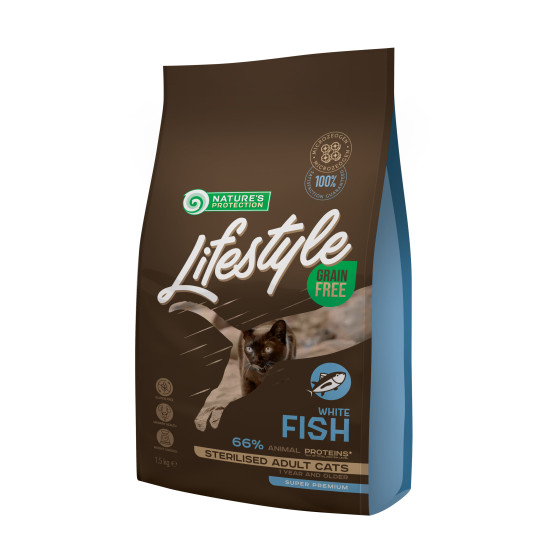Nature's Protection Lifestyle Grain Free White Fish Sterilised Adult - дорослі стерилізовані коти, з білою рибою