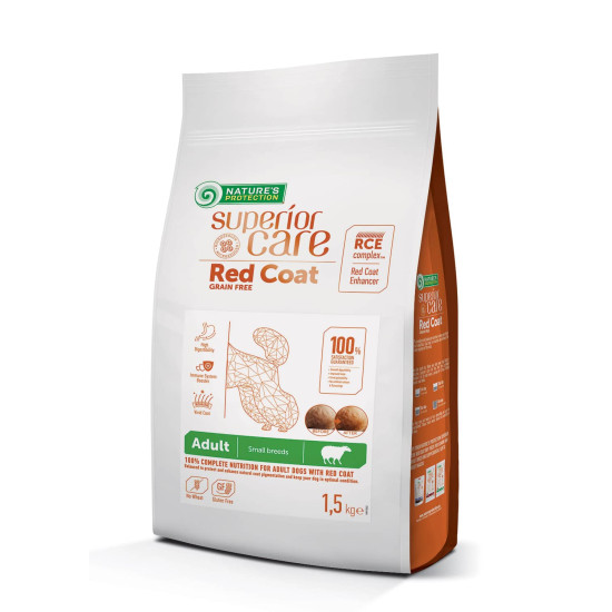 Nature's Protection Superior Care Red Coat Grain Free Adult Lamb Small Breeds - дорослі собаки дрібних порід із рудою шерстю, з ягням