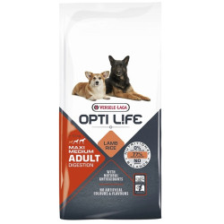 Versele-Laga Opti Life Adult Digestion Medium & Max - дорослі собаки середніх та великих порід з чутливим травленням, з ягням