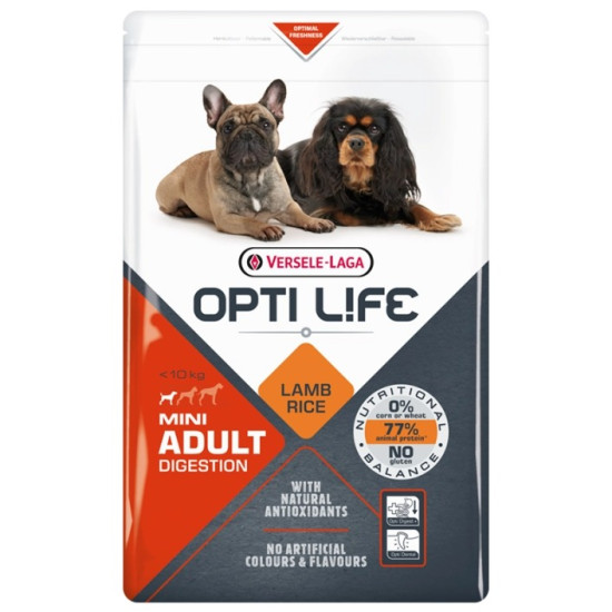 Versele-Laga Opti Life Adult Digestion Mini - дорослі собаки дрібних порід з чутливим травленням, з ягням