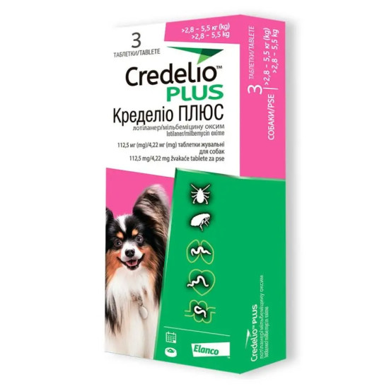 Credelio Plus Dog Tab (Кределіо Плюс) - таблетки від бліх, кліщів та глистів для собак