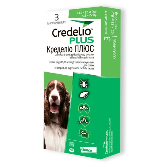 Credelio Plus Dog Tab (Кределіо Плюс) - таблетки від бліх, кліщів та глистів для собак