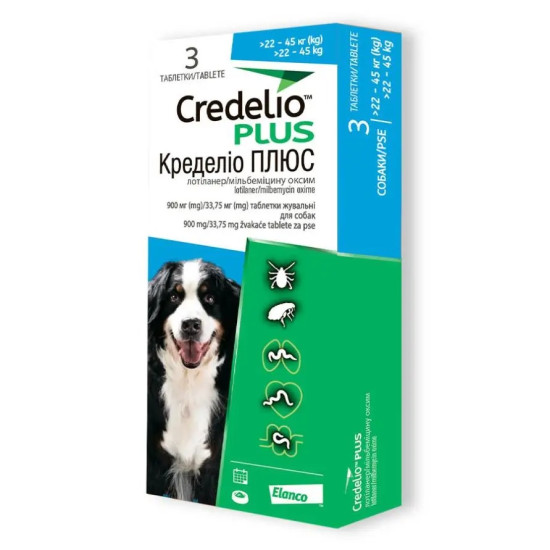 Credelio Plus Dog Tab (Кределіо Плюс) - таблетки від бліх, кліщів та глистів для собак