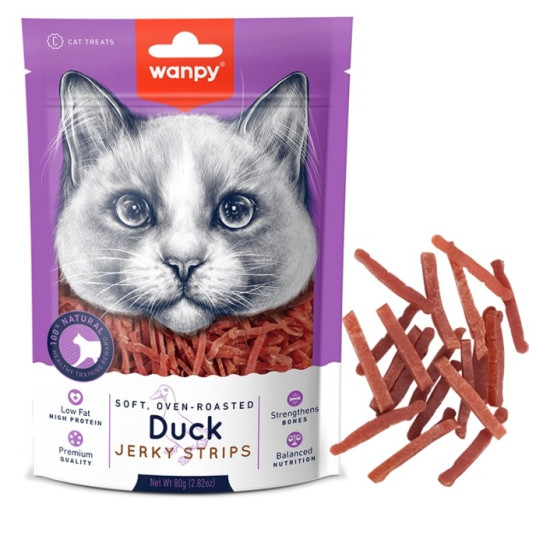 Wanpy Soft Duck Jerky Strips - ласощі для котів, філе качки в'ялені смужки
