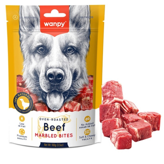 Wanpy Beef Marbled Bites - ласощі для собак, шматочки з мармурової яловичини
