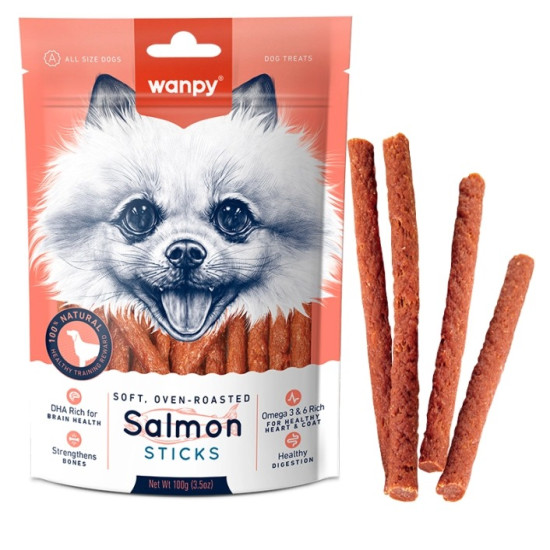 Wanpy Salmon Sticks - ласощі для собак, палички з лососем