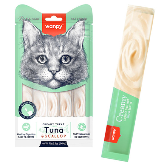 Wanpy Creamy Lickable Treats Tuna - ласощі для котів, крем з тунцем та морським гребінцем