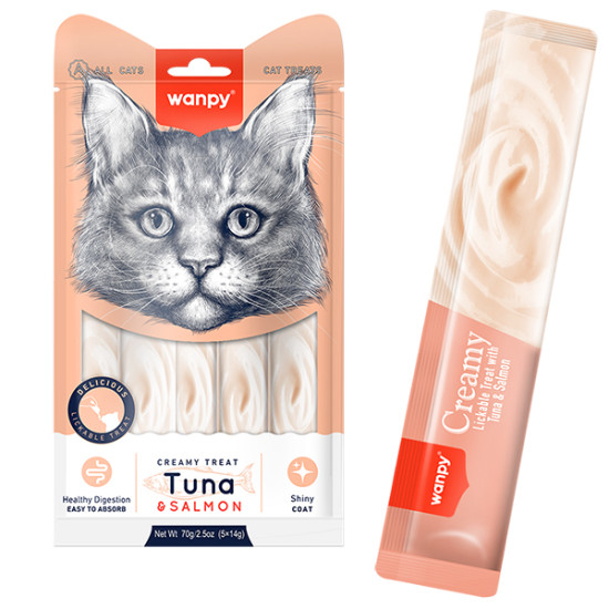 Wanpy Creamy Lickable Treats Tuna & Salmon - ласощі для котів, крем з тунцем та лососем