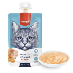 Wanpy Chicken Carrot & Pea - ласощі для котів, крем з куркою та морквою