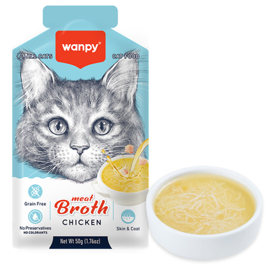 Wanpy Meat Broths Chicken - консервований корм для котів, з куркою, суп