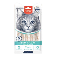 Wanpy Functional Creamy Lickable Treat Skin&Coat - лакомство для кошек, для кожи и шерсти, крем с тунцом и лососем