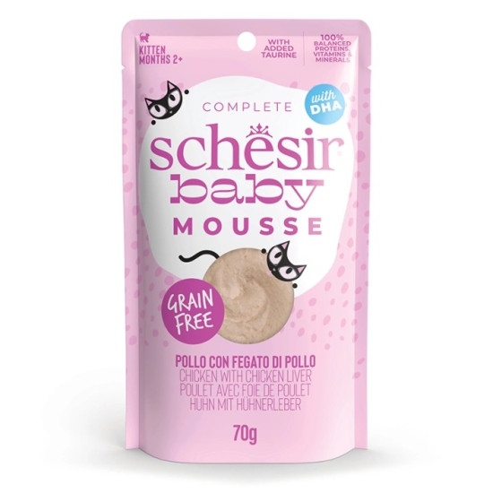 Schesir Ваву Chicken With Chicken Liver (Шезир) - консервированный корм для котят, с курицей и куриной печенью, мусс
