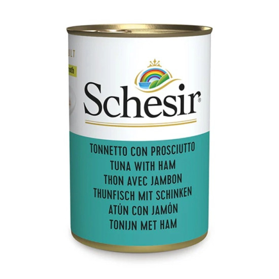 Schesir Tuna with Ham - консервований корм для котів, з тунцем та шинкою, шматочки у желе