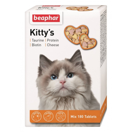 Beaphar Kitty's Mix - вітамінізовані ласощі для котів з таурином і біотином, сиром та протеїном