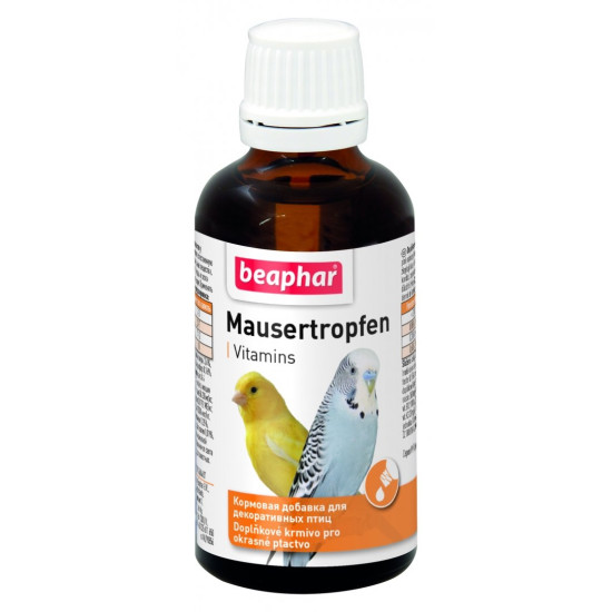 Beaphar Mausertropfen - витамины для улучшения яркости цвета перьев птиц