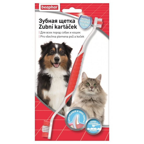 Beaphar Tooth Brush - двойная зубная щетка для собак и кошек