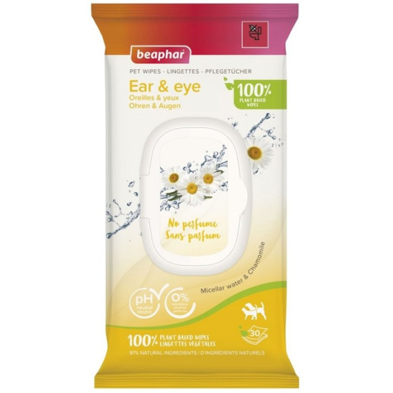 Beaphar Pet Wipes Ear & Eye - салфетки для ухода за ушами и глазами