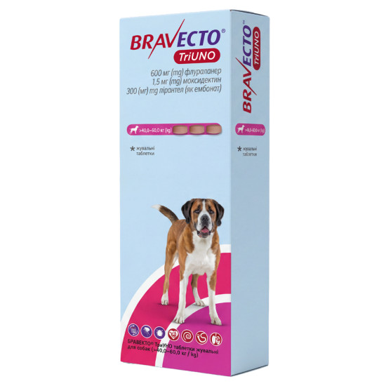 Bravecto TriUNO (Бравекто Триуно) - таблетки от блох, клещей и глистов для собак