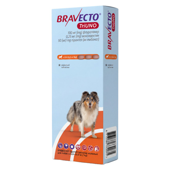 Bravecto TriUNO (Бравекто Триуно) - таблетки от блох, клещей и глистов для собак