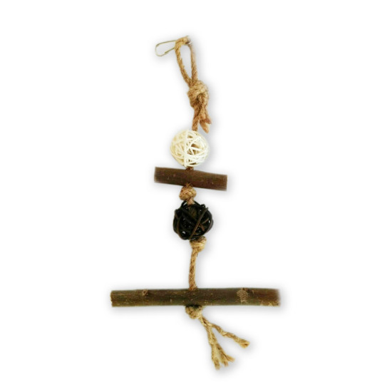 Zelena Zoo - іграшка для птахів підвісна, гойдалка-погризушка з кульками