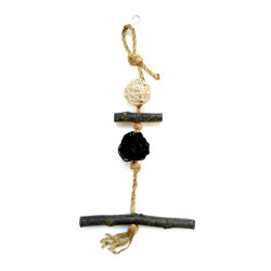 Zelena Zoo - іграшка для птахів підвісна, гойдалка-погризушка з кульками