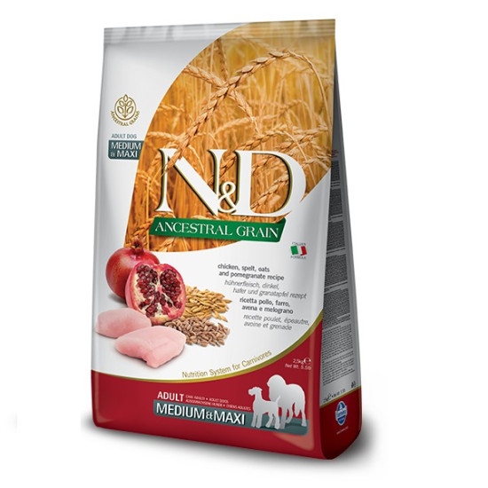 Farmina N&D Low Grain Chicken & Pomegranate Senior Medium & Maxi (Фарміна) - літні собаки середніх та великих порід, з куркою