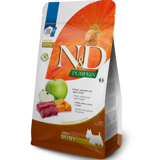 Farmina N&D Grain Free Adult Mini Pumpkin, Venison & Apple (Фарміна) - дорослі собаки дрібних порід, з оленіною