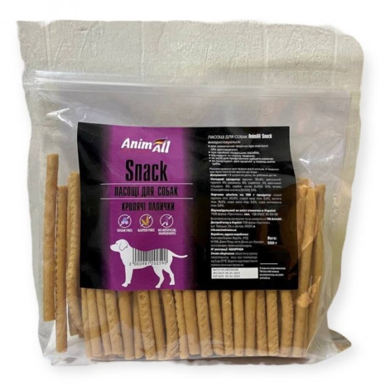Animall Snack (Энимал)- лакомство для собак, мягкие палочки с кроликом