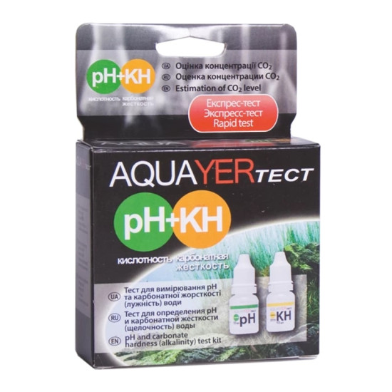 Aquayer pH+kH Test (Акваэр) - тест для определения кислотности, карбонатной жёсткости и щелочности пресной воды