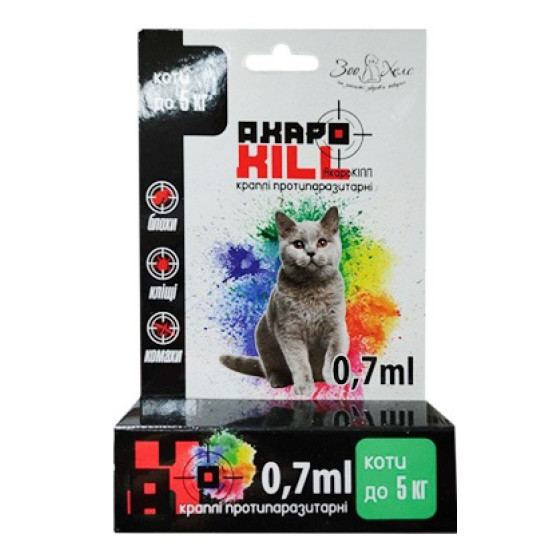 АкароКилл - капли от блох и клещей, для кошек