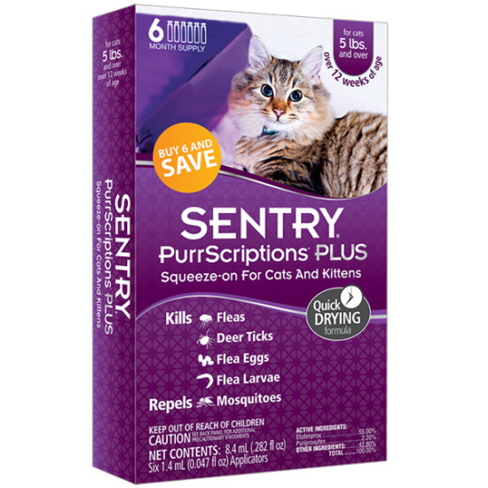Sentry PurrScriptions (Сентри Пуррскрипшнс) - капли от блох и клещей для кошек