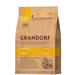 Grandorf Dog 4 Meat & Turkey Mini (Грандорф) - дорослі собаки дрібних порід, з ягням, індичкою, качкою та кабаном