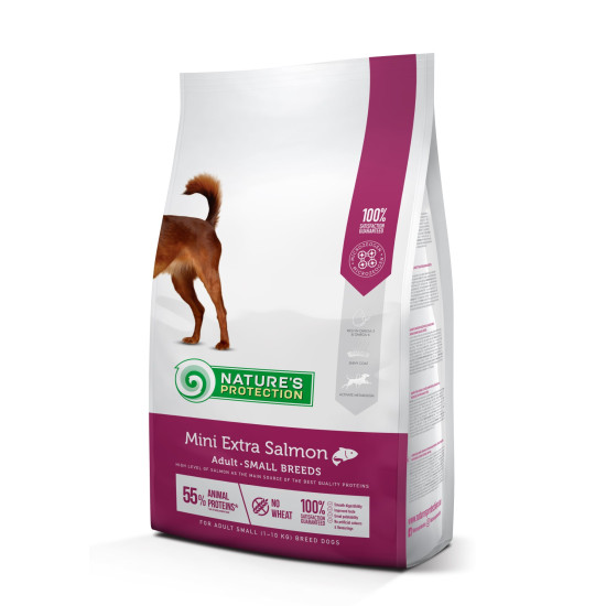 Natures Protection Mini Extra Salmon Small Breeds - взрослые собаки мелких пород, с лососем