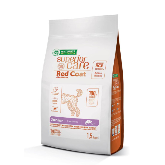 Natures Protection Superior Care Red Coat Grain Free Adult Salmon Small Breeds - цуценята дрібних порід із рудою шерстю, з лососем