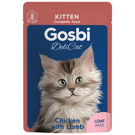 Gosbi DeliCat (Госбі Делікет) - консервований корм для кошенят, з куркою та ягням, паштет
