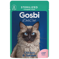 Gosbi DeliCat (Госбі Делікет) - консервований корм для стерилізованих котів, з куркою та сардинами, паштет