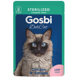 Gosbi DeliCat (Госбі Делікет) - консервований корм для стерилізованих котів, з куркою та сардинами, паштет