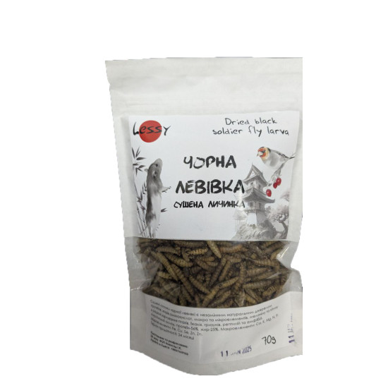 Lessy Dried Black Soldier Fly Lavra - лакомство для грызунов и птиц, чёрная львинка