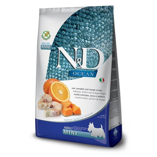 Farmina N&D Grain Free Ocean Cod, Pumpkin & Orange Adult Mini (Фармина) - взрослые собаки мелких пород, с треской