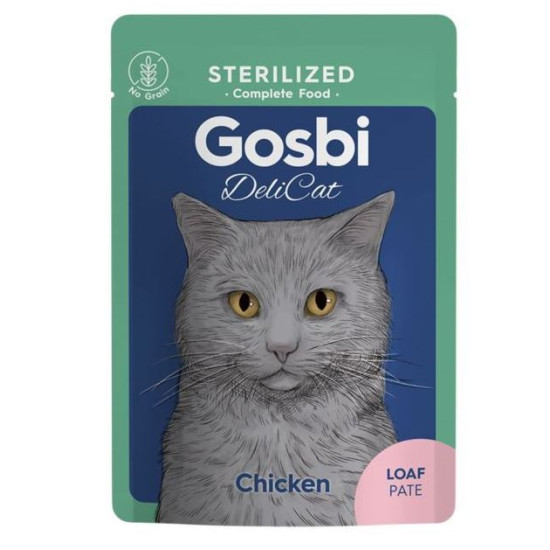 Gosbi DeliCat (Госбі Делікет) - консервований корм для стерилізованих котів, з куркою, паштет