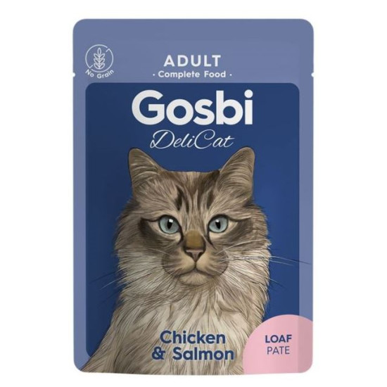 Gosbi DeliCat (Госбі Делікет) - консервований корм для котів, з куркою та лососем, паштет