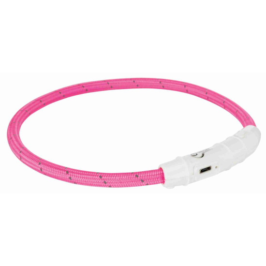 Trixie Flash Light Ring USB - светящийся ошейник, розовый