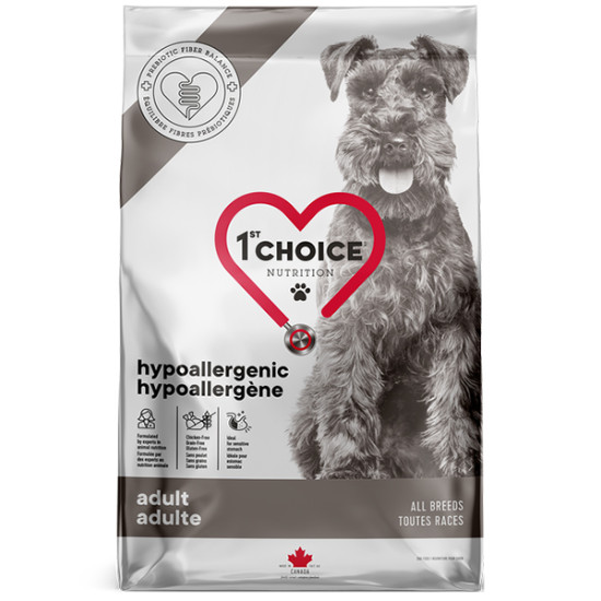 1st Choice Adult Hypoallergenic - дорослі собаки, схильні до проявів алергії, з качкою