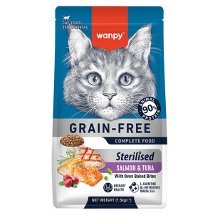 Wanpy Grain Free Sterilised Salmon & Tuna - дорослі стерилізовані коти, з лососем та тунцем