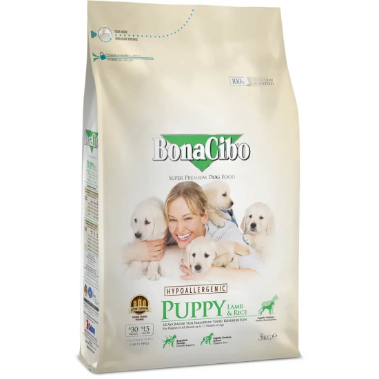 BonaCibo Puppy Lamb & Rice (Бонасібо Паппі Ламб Райс) - цуценя з чутливим травленням, з ягням