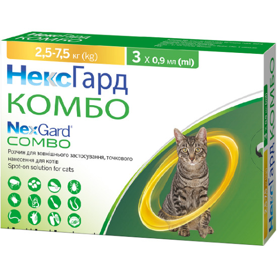 NexGard Combo (НексГард Комбо) - капли от блох, клещей и глистов, для кошек